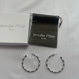 Jennifer Miller 925 Sterling Silver & Cubic Zirconia Hoop Earrings